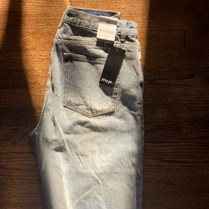 ReDial Hi Wasted Straight Leg Split Detail Jeans
